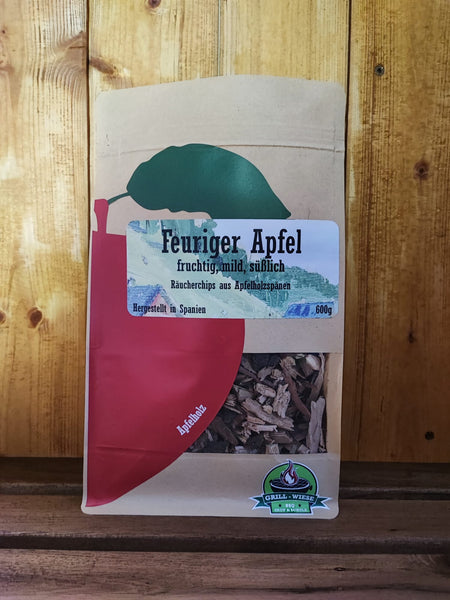 Feuriger Apfel - Räucherchips auf Apfelholzspänen - 600g