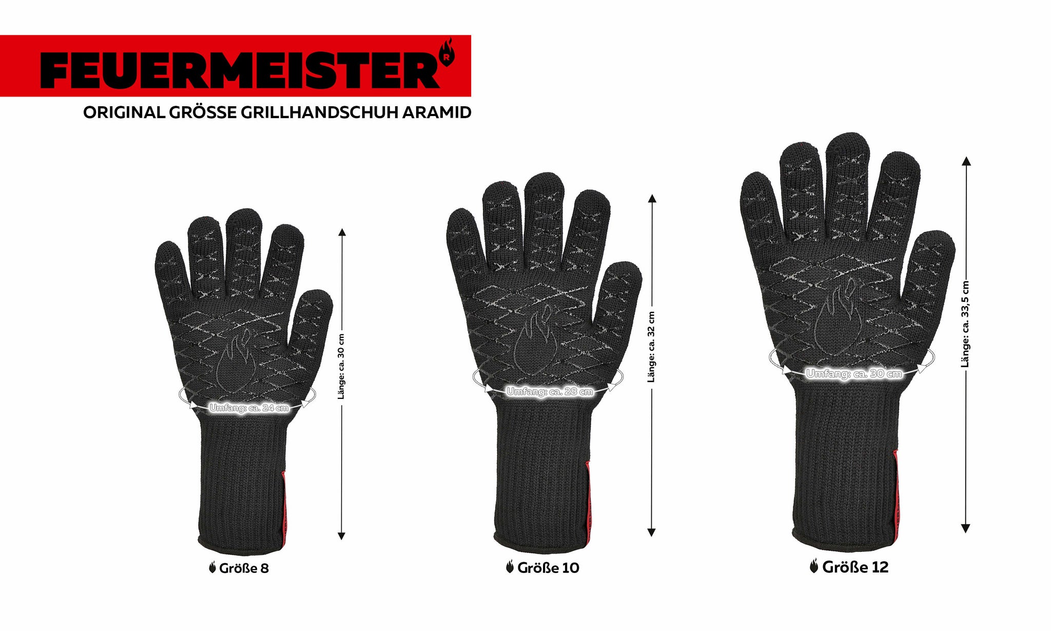 feuermeister handschuhe Grillhandschuhe Aramid - Schwarz - Grill-Wiese