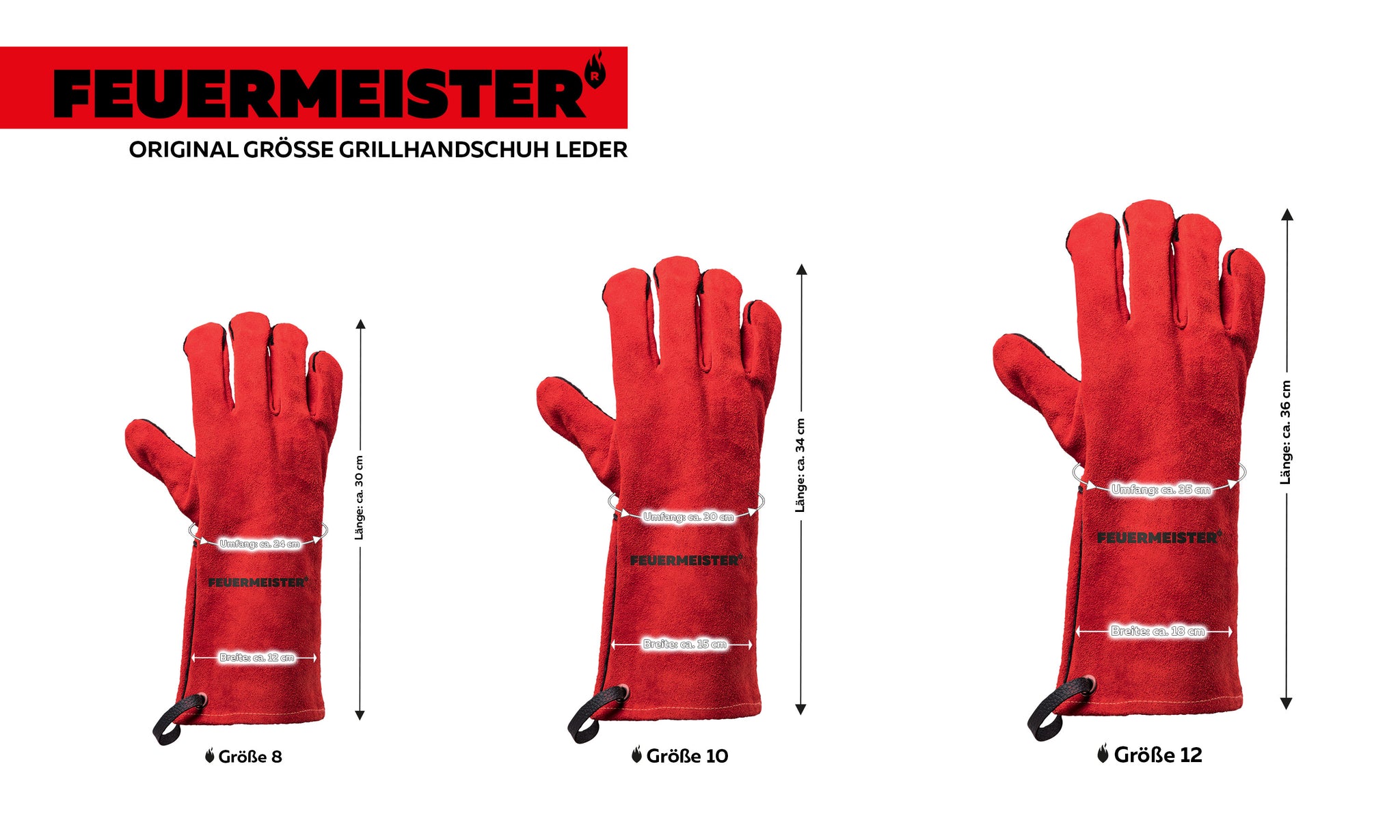 feuermeister handschuh Grillhandschuhe Spaltleder - Rot