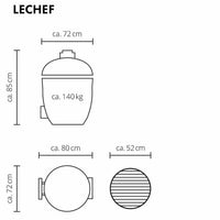 LeCHEF BBQ GURU  PRO-Serie 2.0 - Keramikgrill inkl. Gestell & Seitentische 