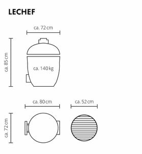 LeCHEF BBQ GURU  PRO-Serie 2.0 - Keramikgrill inkl. Gestell & Seitentische 